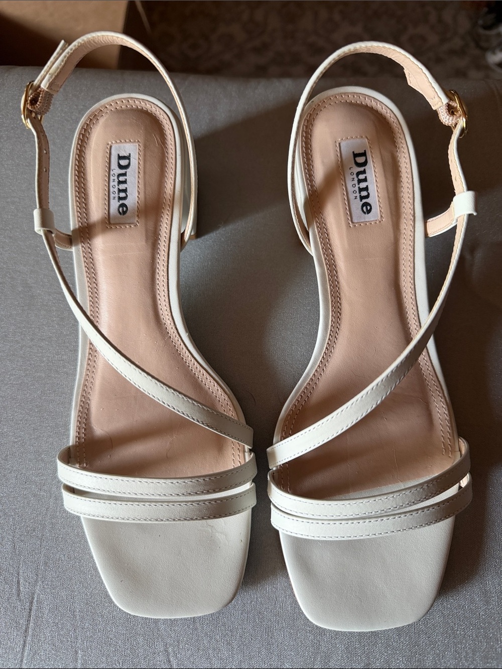 Dune London Cream Strappy Slingback Sandals
